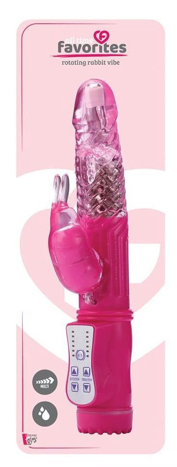 Ярко-розовый ротатор-кролик ROTATING RABBIT VIBE - 22 см. - 1