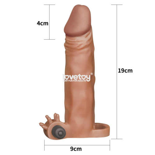Коричневая вибронасадка-удлинитель на пенис Add 2 Pleasure X Tender Vibrating Penis Sleeve - 19 см. - 1