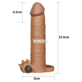 Коричневая вибронасадка-удлинитель на пенис Add 3 Pleasure X Tender Vibrating Penis Sleeve - 19,5 см. - 1