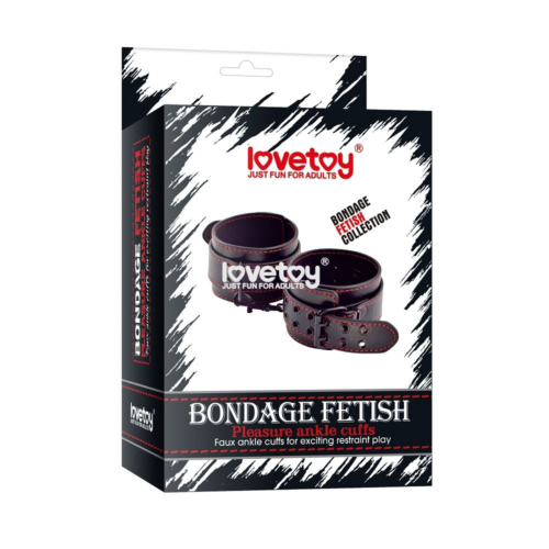 Черные поножи Bondage Fetish Pleasure Ankle cuffs с контрастной строчкой - 1