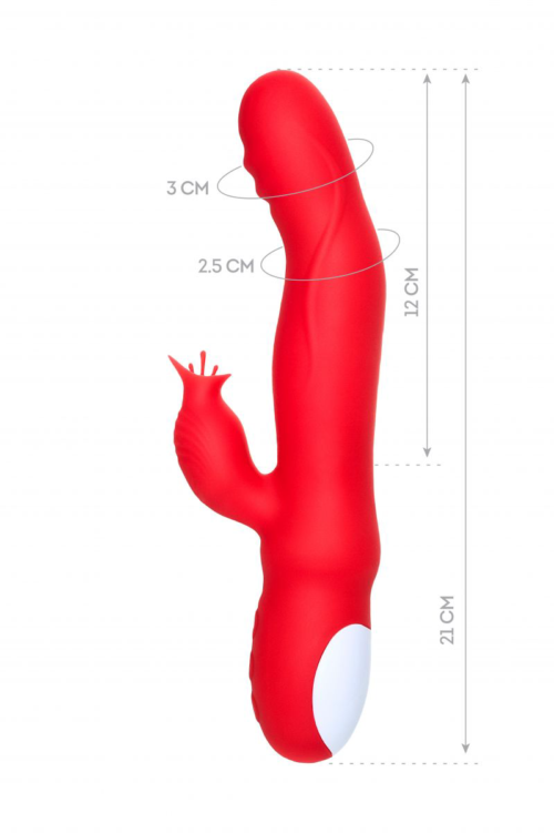 Красный вибратор Redli с двигающейся головкой - 21 см. - 11