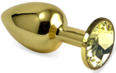 Золотистая анальная пробка с желтым кристаллом - 5,5 см. - 0