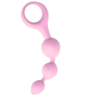 Нежно-розовая анальная цепочка Anal Chain с ручкой-кольцом - 0
