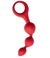 Красная анальная цепочка Anal Chain с ручкой-кольцом - 0