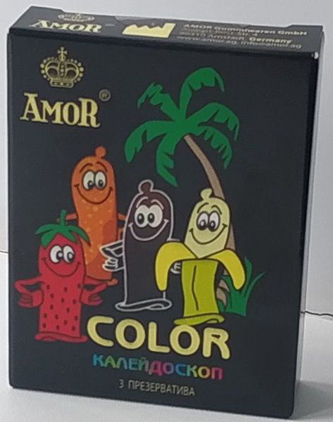 Цветные ароматизированные презервативы AMOR Color Яркая линия - 3 шт. - 0