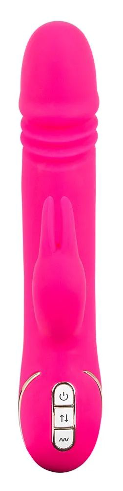 Ярко-розовый вибратор-кролик Stoss Stange - 23 см. - 2