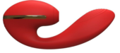 Красный вибромассажер Tina со стимулятором клитора - 17,5 см. - 0