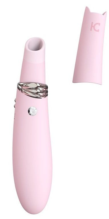 Нежно-розовый вибромассажер MIISS CC с мембранным стимулятором - 18,5 см. - 2