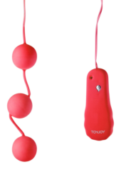 Красные вагинальные шарики с вибрацией POWER BALLS - 0