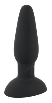 Черная анальная вибропробка с пульсацией в нижней части Thumping Anus Butt Plug - 15 см. - 1