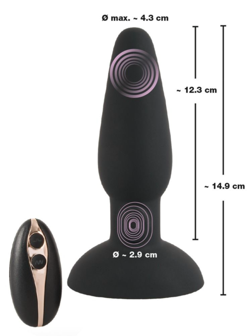 Черная анальная вибропробка с пульсацией в нижней части Thumping Anus Butt Plug - 15 см. - 6