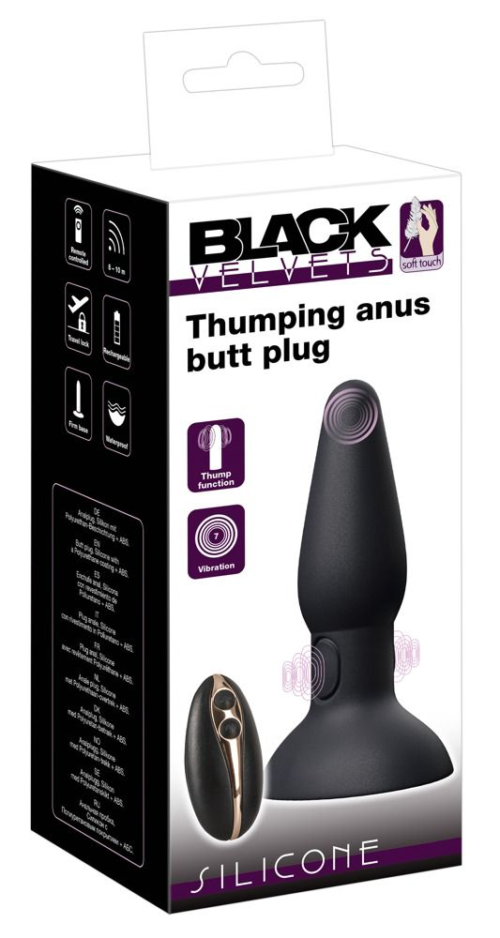 Черная анальная вибропробка с пульсацией в нижней части Thumping Anus Butt Plug - 15 см. - 7