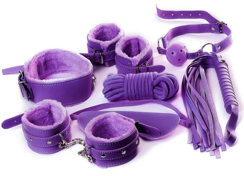 Фиолетовый набор БДСМ «Накажи меня нежно» с карточками - 0