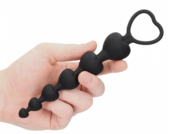 Черная анальная елочка Anal Heart Beads - 18,5 см. - 2