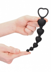 Черная анальная елочка Anal Heart Beads - 18,5 см. - 3
