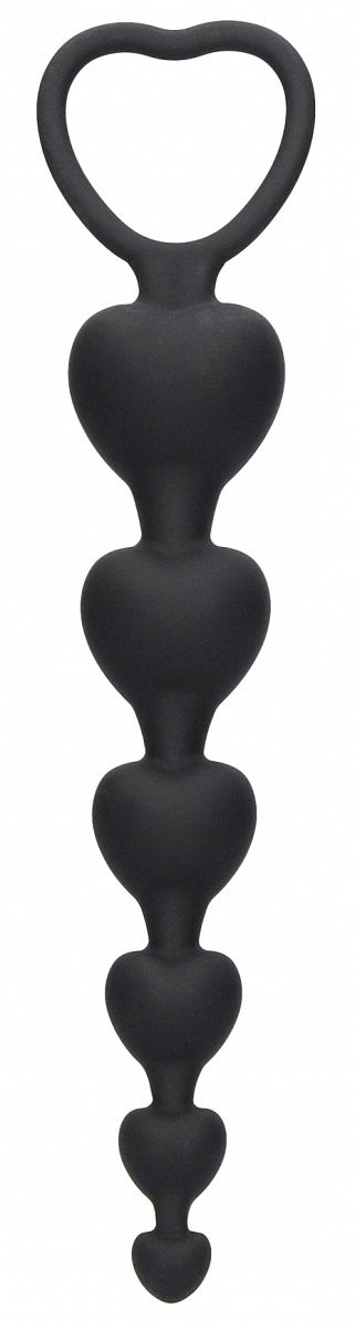 Черная анальная елочка Anal Heart Beads - 18,5 см. - 0