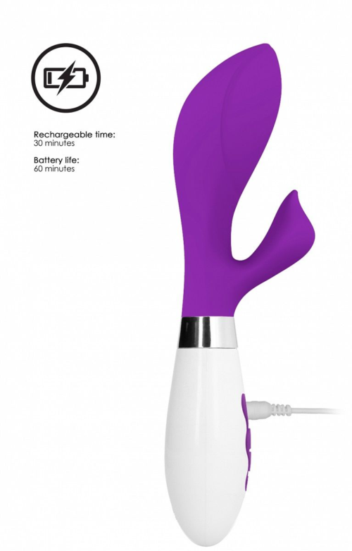 Фиолетовый вибратор-кролик Achelois - 21,8 см. - 2