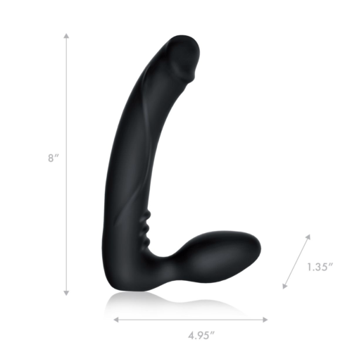 Черный безремневой страпон с вибрацией - 20,3 см. - 1