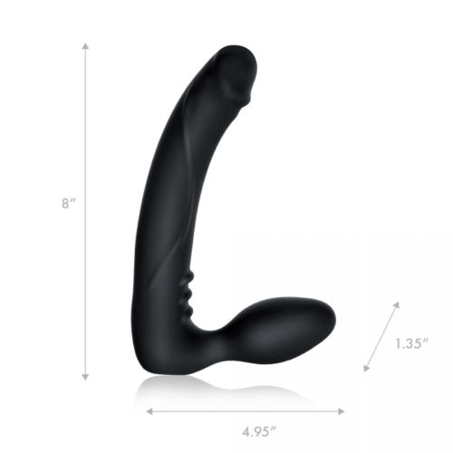 Черный безремневой страпон с вибрацией - 20,3 см. - 6