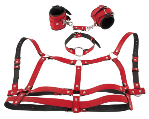 Красный комплект БДСМ-аксессуаров Harness Set - 1