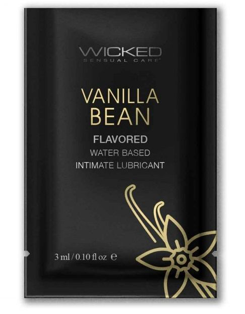 Лубрикант на водной основе с ароматом ванильных бобов Wicked Aqua Vanilla Bean - 3 мл. - 0