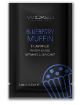 Лубрикант на водной основе с ароматом черничного маффина Wicked Aqua Blueberry Muffin - 3 мл. - 0