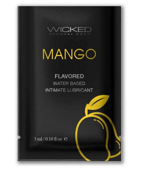 Лубрикант на водной основе с ароматом манго Wicked Aqua Mango - 3 мл. - 0