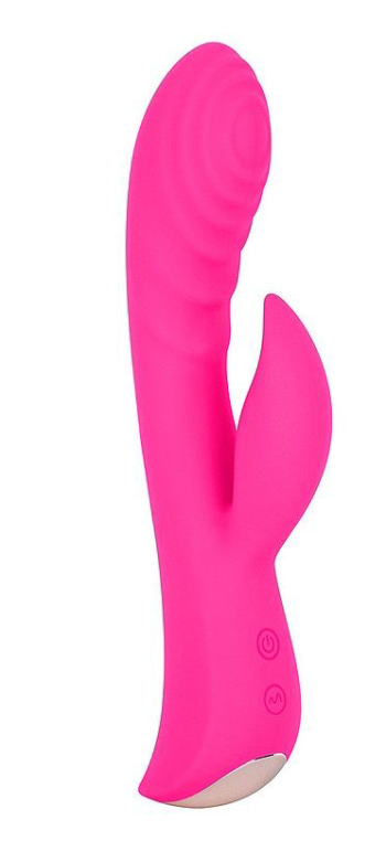 Ярко-розовый вибромассажер-кролик 5 Silicone Ripple Passion - 19,1 см.