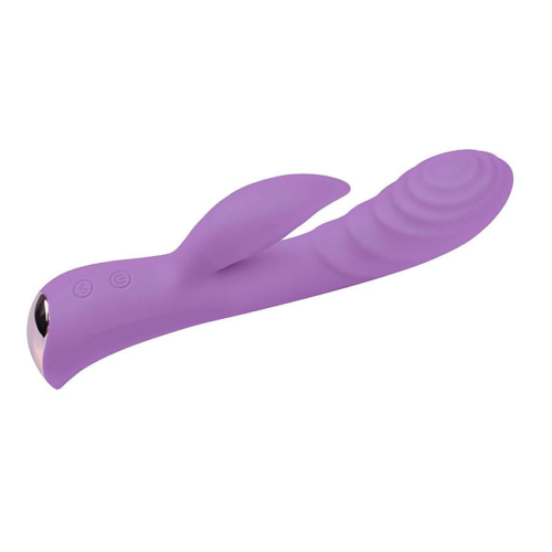 Фиолетовый вибромассажер-кролик 5 Silicone Ripple Passion - 19,1 см. - 2