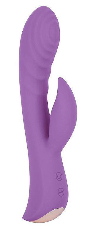 Фиолетовый вибромассажер-кролик 5 Silicone Ripple Passion - 19,1 см. - 0