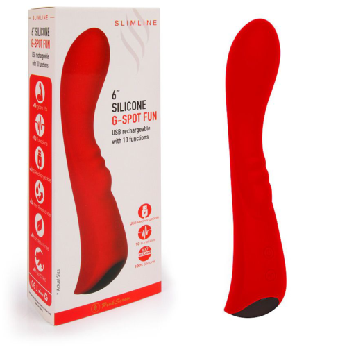 Красный вибромассажер 6 Silicone G-Spot Fun - 19,1 см. - 1