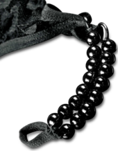 Черные трусики Crotchless Pleasure Pearls S-M-L с бусинами и анальным стимулятором - 4