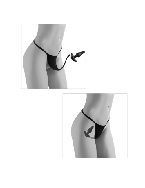 Черные трусики Remote Bowtie Bikini XL-XXL с вибрацией и анальным стимулятором - 6