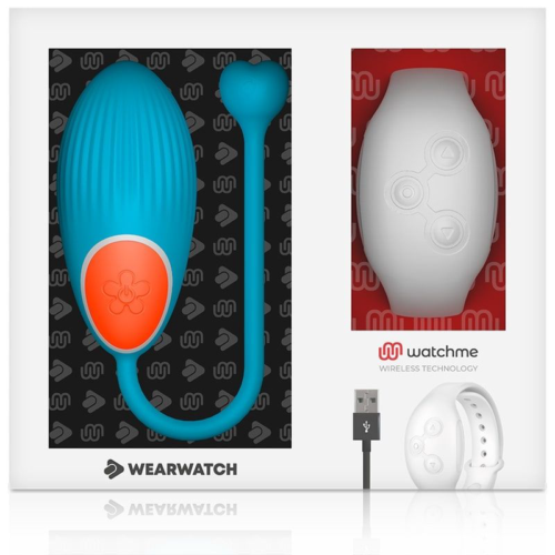 Голубое виброяйцо с белым пультом-часами Wearwatch Egg Wireless Watchme - 1