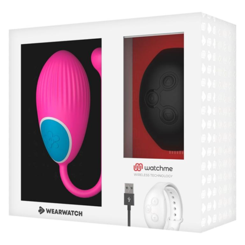 Розовое виброяйцо с черным пультом-часами Wearwatch Egg Wireless Watchme - 1
