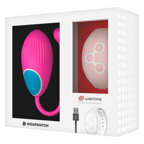 Розовое виброяйцо с нежно-розовым пультом-часами Wearwatch Egg Wireless Watchme - 1