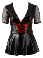 Коротенькое платье с декоративной шнуровкой красного цвета - 2