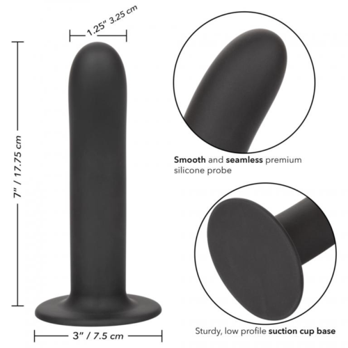 Черный силиконовый анальный стимулятор 7” Smooth Probe - 17,75 см. - 1