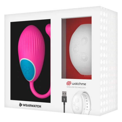 Розовое виброяйцо с белым пультом-часами Wearwatch Egg Wireless Watchme - 1