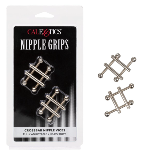 Серебристые металлические зажимы для сосков Crossbar Nipple Vices - 1