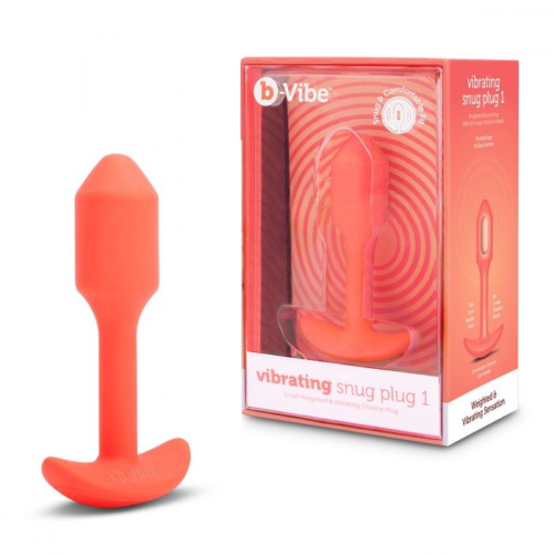 Оранжевая вибропробка для ношения B-vibe Snug Plug 1 - 10 см. - 1