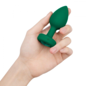 Зеленая анальная вибровтулка с кристаллом Vibrating Jewel Plug M/L - 10,5 см. - 0