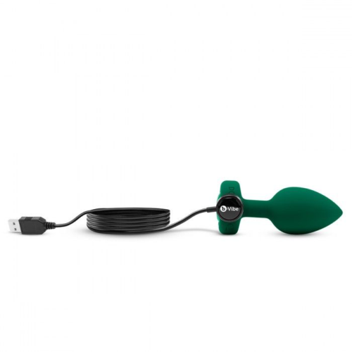 Зеленая анальная вибровтулка с кристаллом Vibrating Jewel Plug M/L - 10,5 см. - 3