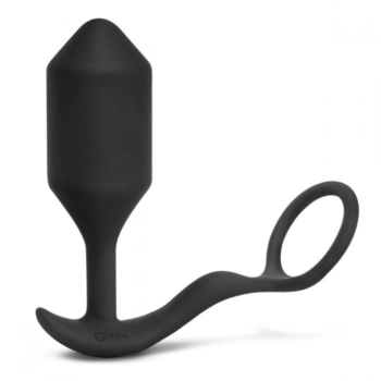 Черная анальная вибропробка с эрекционным кольцом Vibrating Snug Tug XL