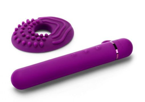 Фиолетовый мини-вибратор Le Wand Baton с текстурированной насадкой - 11,9 см. - 0