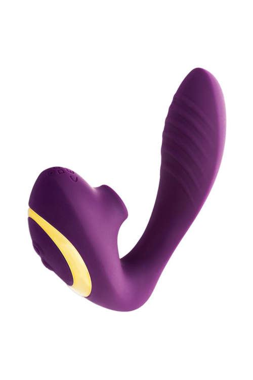 Фиолетовый вибромассажер с двойной стимуляцией Mave - 4