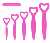 Набор розовых вагинальных расширителей с вибропулей Silicone Vaginal Dilator Set - 0