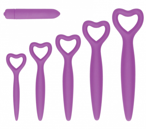 Набор фиолетовых вагинальных расширителей с вибропулей Silicone Vaginal Dilator Set - 0