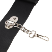 Черные гладкие наручники с металлическими вставками - 4