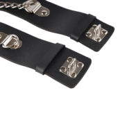 Черные гладкие наручники с металлическими вставками - 5